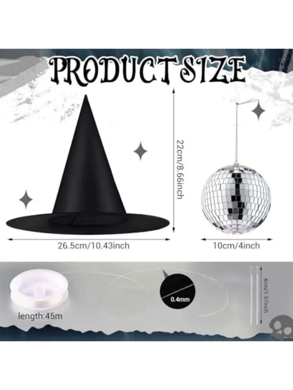 12-Piece Halloween Disco Decorations - Hanging Witch & Spooky Party Decor